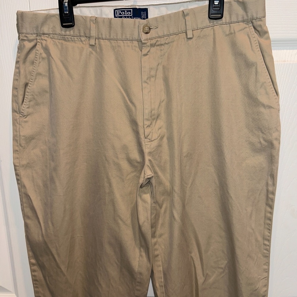 Polo Ralph Lauren Chino Pants 36x32 Mens Khaki Tan Straight Leg Cotton Twill - Picture 5 of 6